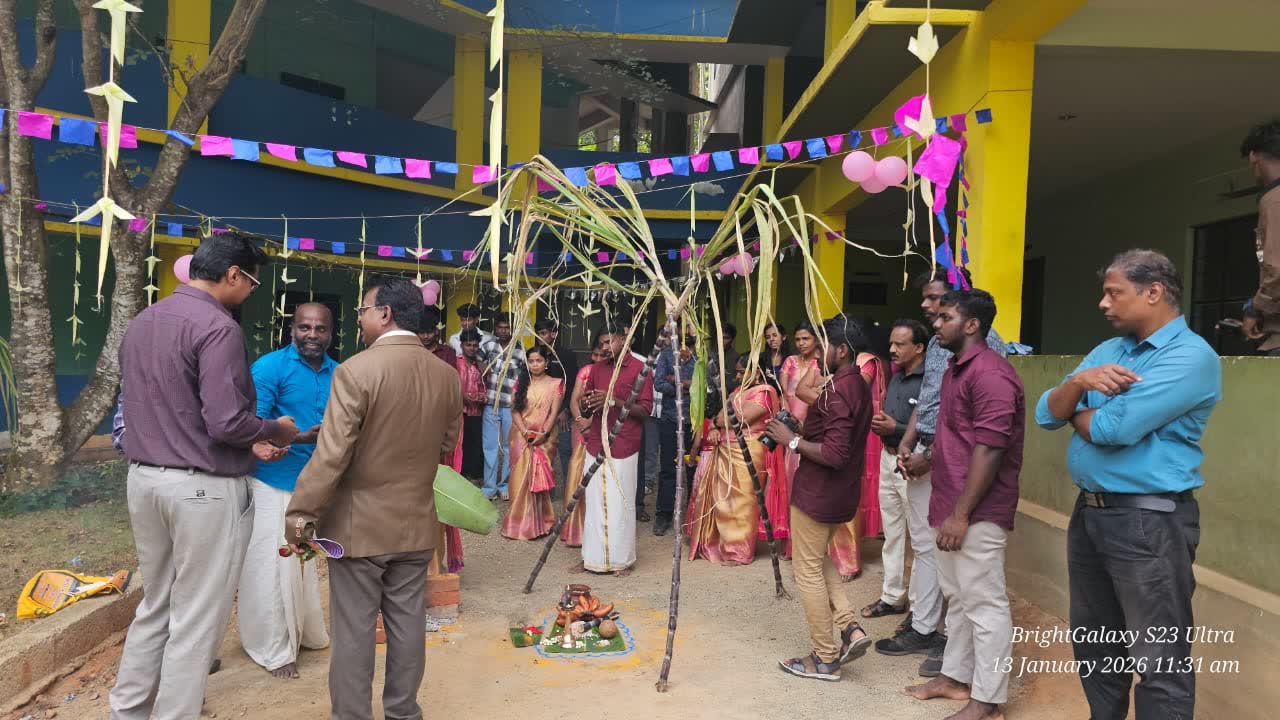 Students and staff taking part in a campus celebration